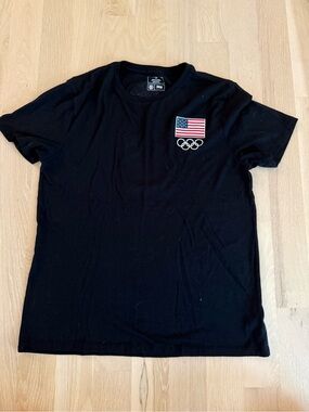 Team Apparel Black Short-Sleeve Tee with USA Flag and Olympic Rings